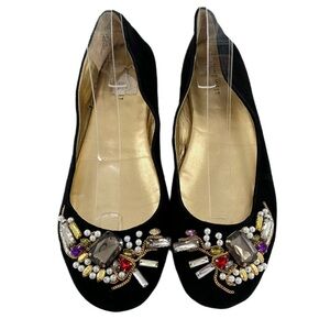 Nine West womens ballet flats size 10 sixteen black suede gem balletcore
